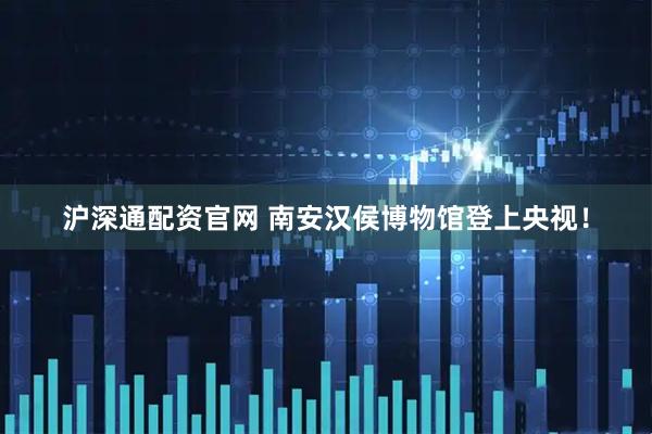 沪深通配资官网 南安汉侯博物馆登上央视！